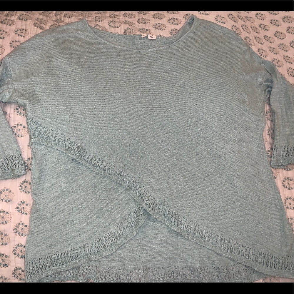 Moth Anthropologie mint green sweater S cotton top